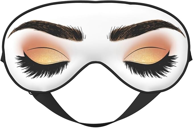 Sleep Eye Mask Yellow Glitter Eyeshadow Sleep Mask for Women Men Comfortable Eye Mask with Adjustable Strap Soft Eye Cover Blindfold for Travel Yoga Nap Shift Work - Bloomnest