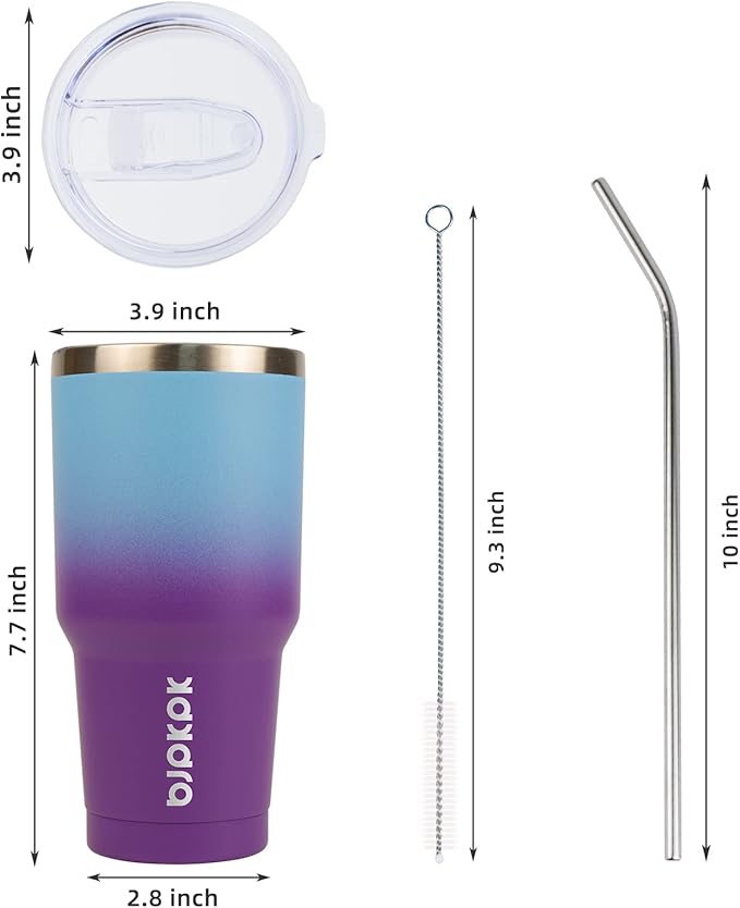 BJPKPK 30oz Color Block Tumbler With Lid And Straw,Stainless Steel Double Wall Vacuum Insulated Tumblers,Ocean Dream - Bloomnest