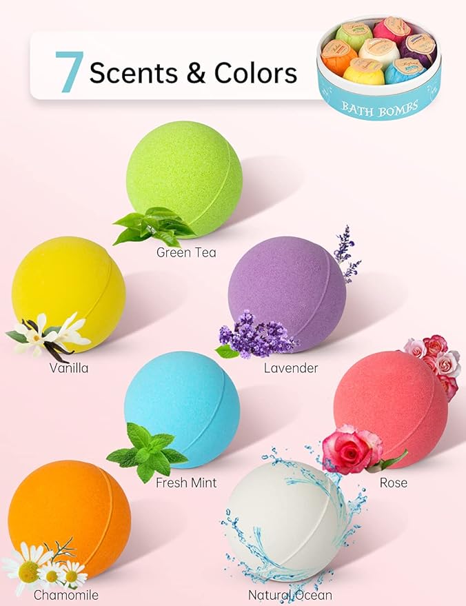 Aofmee Bath Bombs, 14 Bath Bombs for Women, Handmade Bathbombs for Kids Girls, Mothers Day Gifts for Mom, Spa Relaxation Gift for Her, Birthday Valentines Christmas Gifts for Women Who Have Everything - Bloomnest