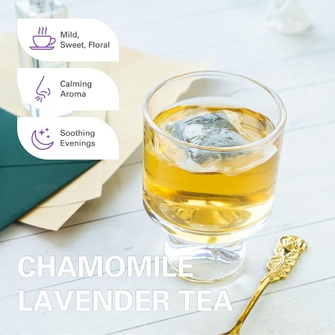 WT WEETEE Chamomile Lavender Tea Bags 100 Count, Nighty & Relax, 100% Pure Chamomile, Lavender Flowers & Lemon Balm Blend, Natural Caffeine-free Herbal Tea Ideal for Bedtime - Bloomnest