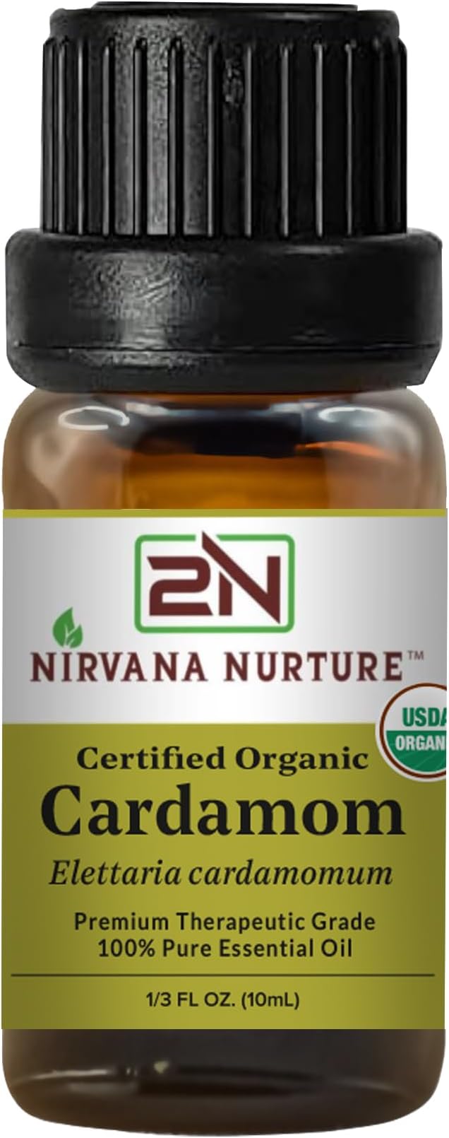 Cardamom Essential Oil, USDA Certified Organic, 100% Pure Undiluted, Aromatherapy Oil for Diffuser, Hair & Skin Care NirvanaNurture