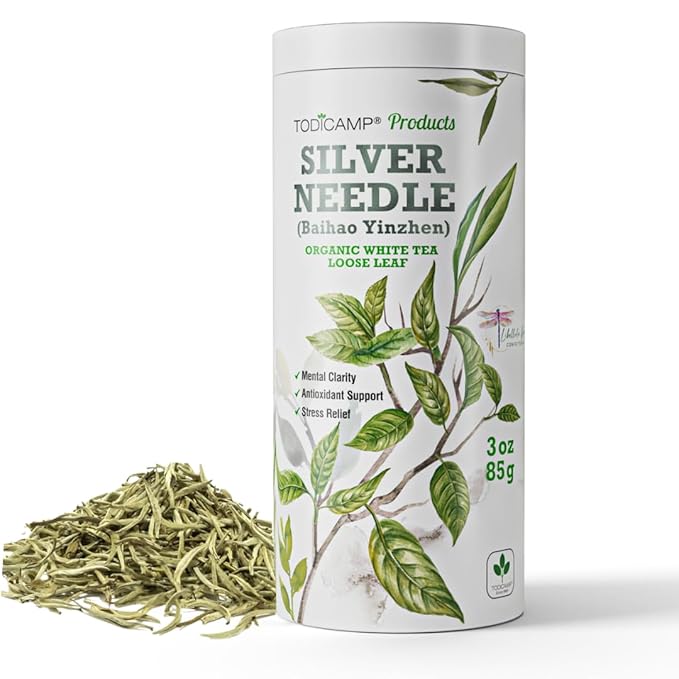 TODICAMP Premium Silver Needle Tea - 3 oz of Premium White Tea Loose Leaf - Bloomnest