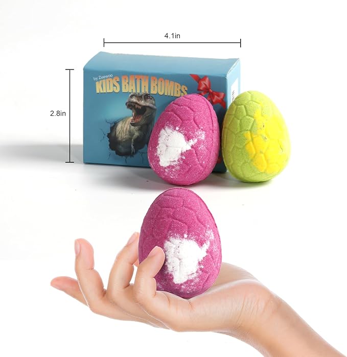 Bath Bombs for Kids with Toys Inside - 2 Organic Kids Bath Bombs with Surprise Inside, Dinosaur Bath Bombs for Kids 3-9 Years, Bath Bombs Gifts Easter Baskets Stuffers for Kids Boys Girls - Bloomnest