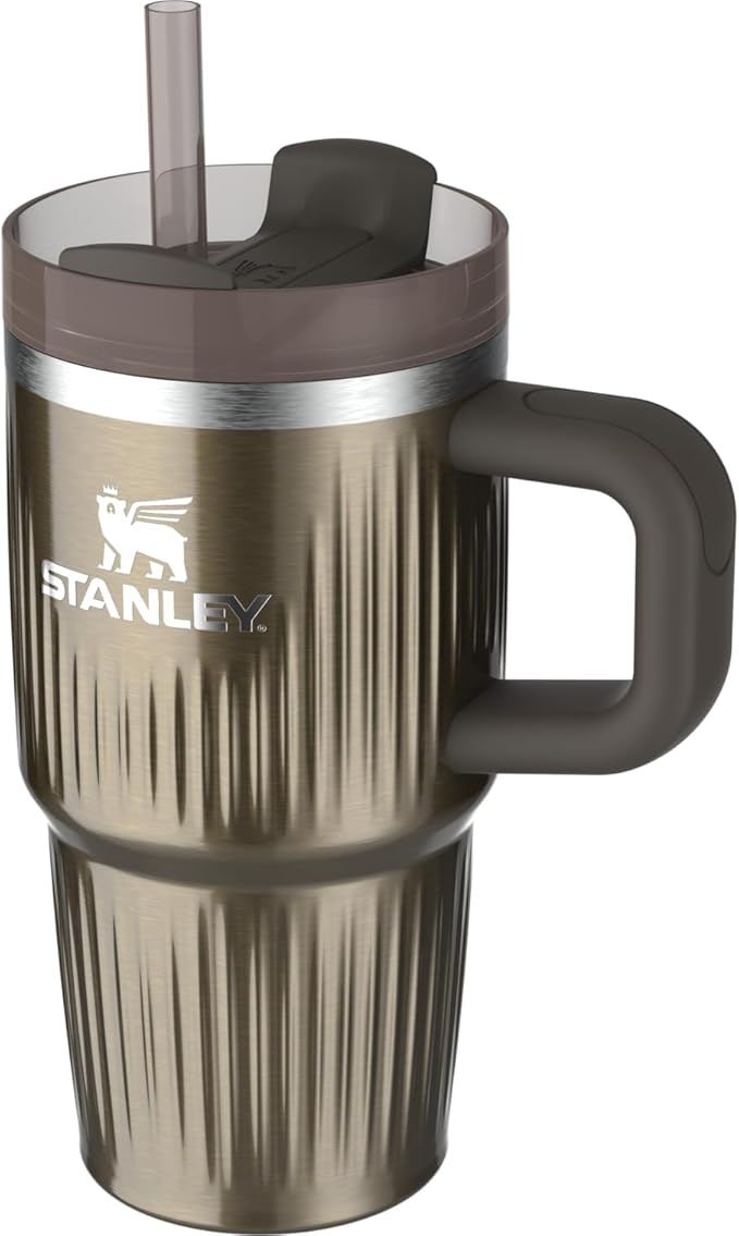 STANLEY Quencher H2.0 Tumbler with Handle and Straw 20 oz | Flowstate 3-Position Lid | Cup Holder Compatible for Travel | Insulated Stainless Steel Cup | BPA-Free | Fluted Gunmetal Shine Stanley