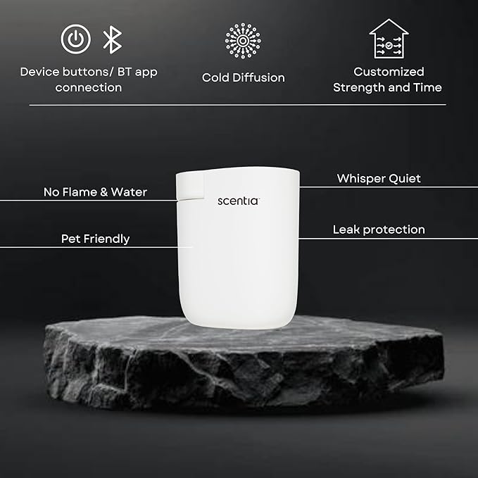 Home Scent Diffuser Starter Kit |Plug in Waterless Aroma Diffuser for Essential Oils | for Home, Office,Spa, Smart App | Covers up to 500 Sq. Ft. | White | 20ml Oil Included- Best Gift - Bloomnest