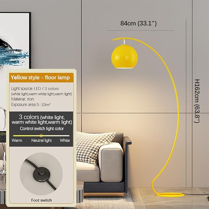 Nordic Yellow Fishing Floor Lamp Modern Family Living Room Bedroom Sofa Creative LED Decorative Standing Light (Z) - Bloomnest