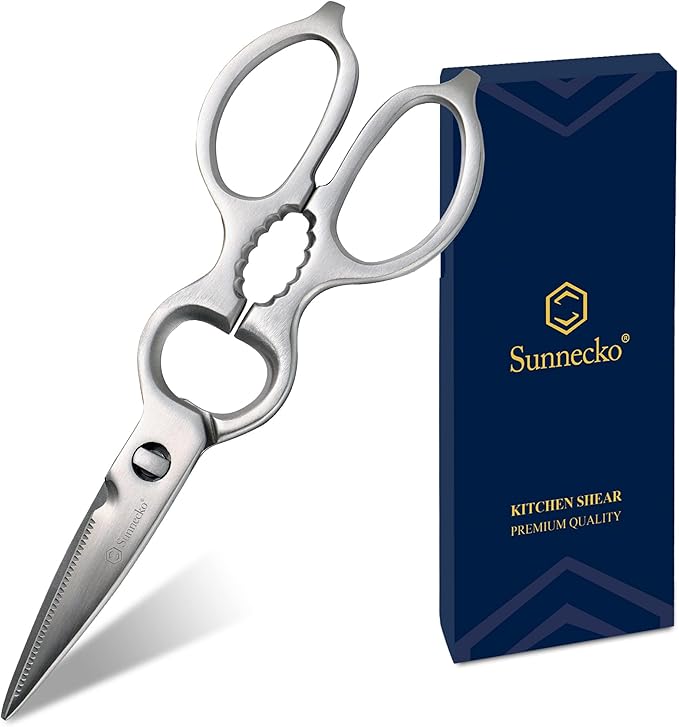Sunnecko Heavy Duty Kitchen Scissors - Stainless Steel Kitchen Shears, Ultra Sharp Micro Serrated Poultry Shears, Cooking Scissors for Meat, Dishwasher Safe - Bloomnest