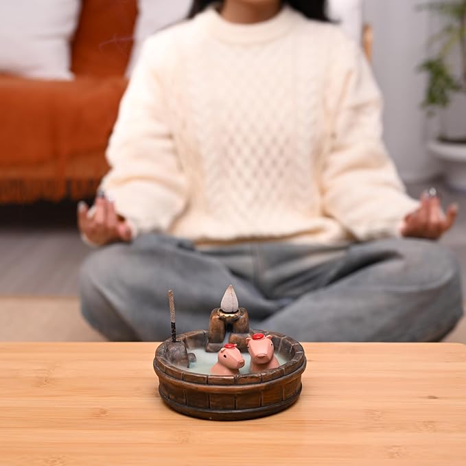 Capybara Backflow Incense Holder - Cute Unique Design Backflow Burner with Waterfall Effect for Relaxation and Aromatherapy, Ideal for Living Room, Yoga Studio, and Creative Spaces - Bloomnest
