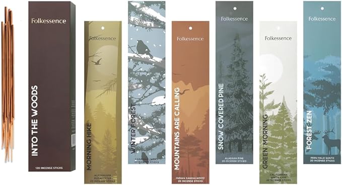 Folkulture Incense Sticks | Set of 6 (120) Insence-Sticks with 45 Mins Burn Time | Non Toxic Sandalwood, Eucalyptus, Cedar, Palo Santo | Organic White Sage Inscents - Bloomnest