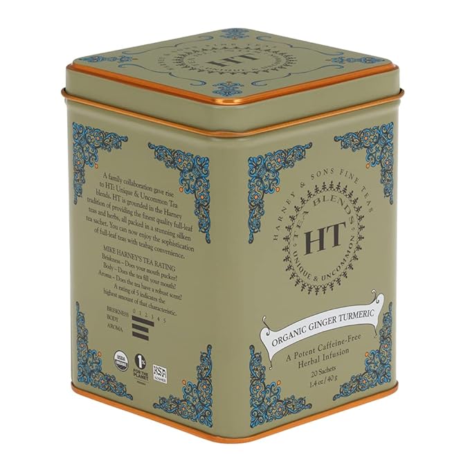 Harney & Sons HT Organic Ginger Turmeric Tea, 20 Sachets of Soothing Ginger Turmeric Tea - Bloomnest