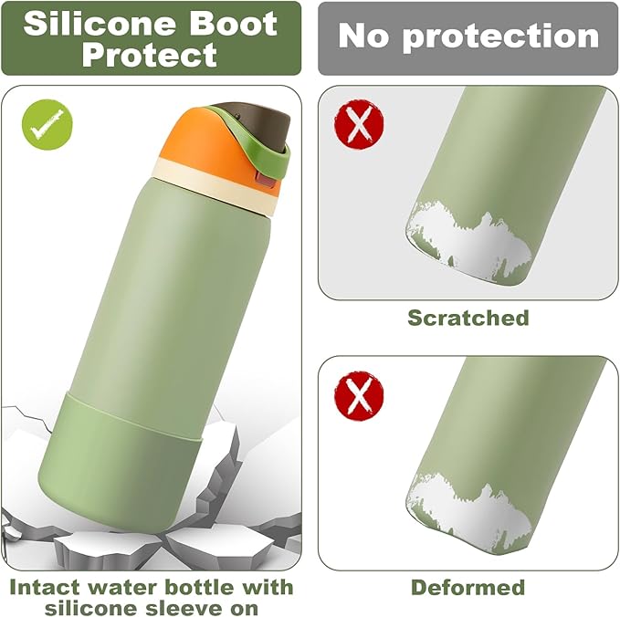 2PCS Silicone Water Bottle Boot for Owala 24oz 32oz 40oz, Anti-Slip Protective Sleeve Bottom Bumper Protector for FreeSip, Twist, and Flip Stainless Steel Water Bottles Alwenid