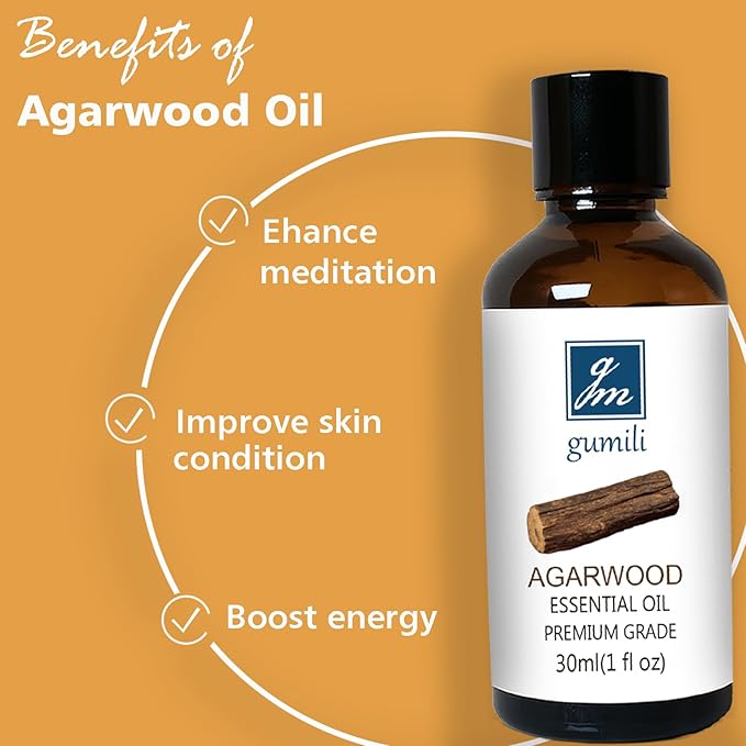 Agarwood Essential Oil, Pure Argawood Oud Oil for Aromatherapy, Meditation - 30ml/ 1 oz - Bloomnest
