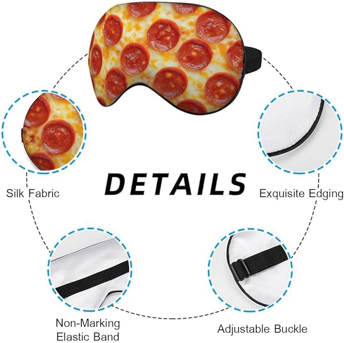 Silk Cheese Pizza Sleep Mask with Adjustable Strap for Travel, Office, Gift - Bloomnest