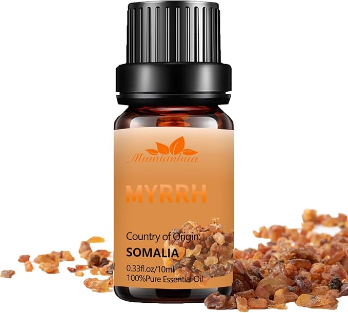 Mumianhua Myrrh Essential Oil 100% Pure Earthy Balsamic Aroma Natural Myrrh Oil for Diffuser, DIY Skincare, Wrinkle, Hair, Beard Oil & Candle Making,Office Wellness 0.33 Fl Oz - Bloomnest