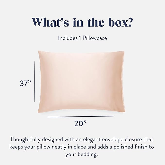 Brooklinen Mulberry Silk Pillowcase – 100% Pure Silk Pillow Case, Soft & Durable, Anti-Friction Comfort, Hight Quality Smooth Texture – Machine Washable & Breathable – King Size (Blush) - Bloomnest