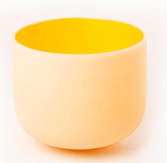 Leize Quartz Crystal Singing Bowl 432hz D Note Sacral Chakra Navel Chakra Orange 11" with Suede Striker