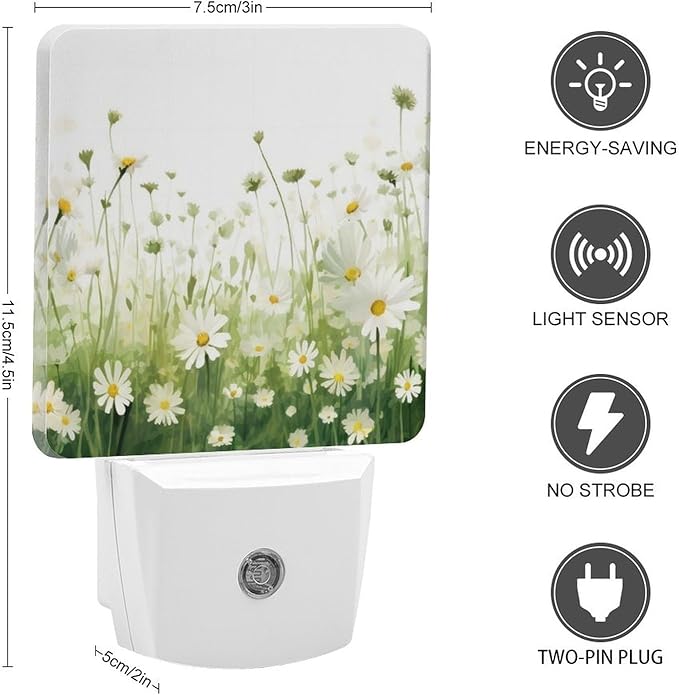 Flowers Night Light, Plug into Wall Decor Nightlights for Bedroom, Bathroom, Hallway, Kitchen, with Dusk to Dawn Light Auto Sensors LED Night Lights for Boys Girls Women Men Room Gifts - Bloomnest
