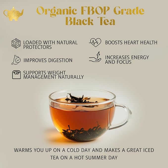 English Breakfast Tea, Organic Loose Leaf Black Tea – Robust, Full-Bodied, Classic Blend – Drink Hot or Iced – 4 oz Resealable Bag (Makes 50 Cups) – The Elegant Elephant - Bloomnest