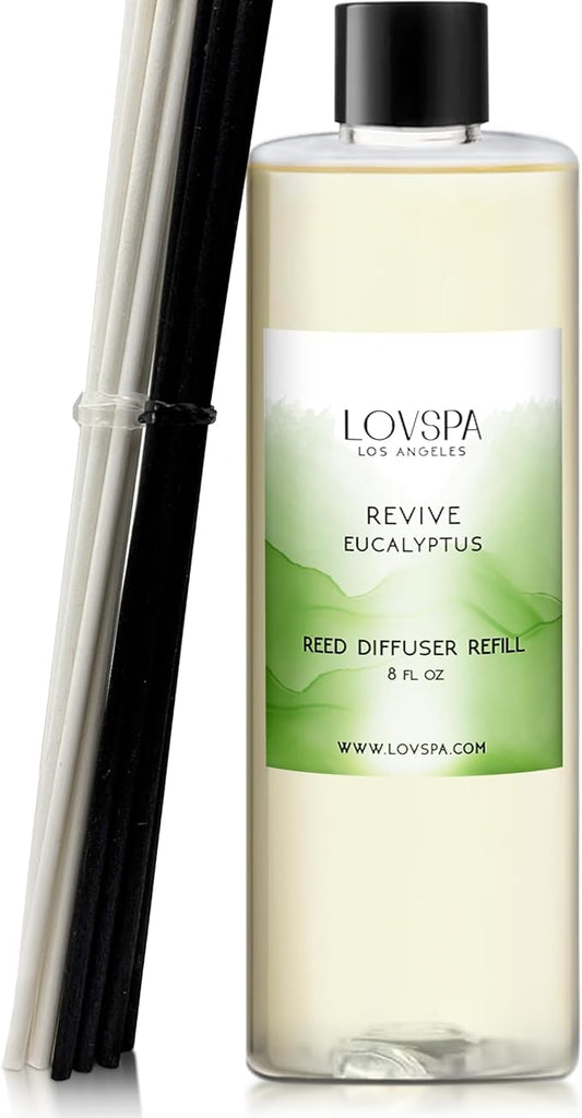 LOVSPA Revive Eucalyptus Diffuser Oil - Essential Oils for Diffuser Refill & Air Freshener Room Spray - Long-Lasting & Natural Home Fragrance, Scented Oil for Diffusers, USA Made, 8 oz - Bloomnest