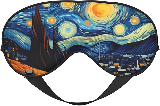 Sleep Eye Mask The Starry Night Village Sleep Mask for Women Men Comfortable Eye Mask with Adjustable Strap Soft Eye Cover Blindfold for Travel Yoga Nap Shift Work - Bloomnest