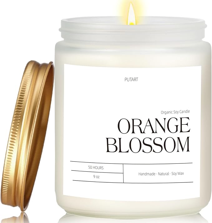 Orange Blossom Candles for Home Scented, Natural Soy Wax Aromatherapy Non Toxic Candle for Stress Relief, Long Burning & Lasting Candle Gifts for Halloween, Birthday, Christmas, Thanksgiving - Bloomnest