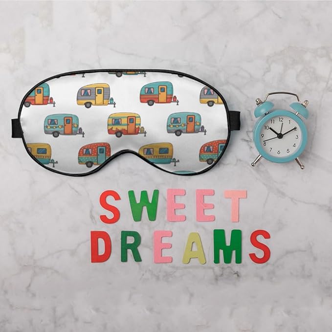 Helicopter Sleep Eye Mask Eye Cover Cartoon Car Bus Vehicle Silk Eye Mask for Sleeping with Adjustable Strap for Travel Nap Shift Work Office - Bloomnest