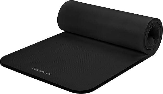 Retrospec Solana Yoga Mat 1" Thick With Nylon Strap For Men & Women - Non Slip Exercise Mat For Home Yoga, Pilates, Stretching, Floor & Fitness Workouts