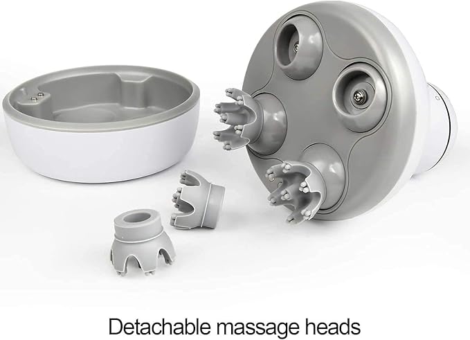 cotsoco Electric Scalp Head & Back Massager, Cordless Hair Massage Waterproof Head Massager with 4 Heads 84 Nodes for Hair Growth, Stress Relief & Deep Clean, Gifts for Men Women, White cotsoco