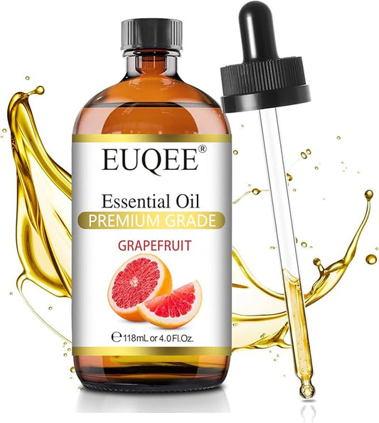 EUQEE Grapefruit Essential Oil 118mL Pure Grapefruit Oil, Large Capacity Essential Oil with Glass Dropper for Diffuser, Aromatheraphy, DIY Soap (4fl.oz) - Bloomnest
