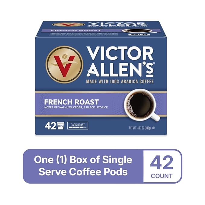 Victor Allen's Coffee French Roast, Dark Roast, 42 Count, Single Serve Coffee Pods for Keurig K-Cup Brewers - Bloomnest