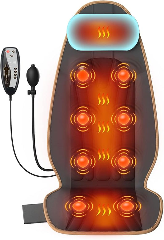 SLOTHMORE Back Massager for Chair with Heat, Vibration Massage Cushion with 8 Motors, Chair Massager for Seniors, Back Massager for Office & Home Use, Ideal Gifts for Dad and Mom - Bloomnest