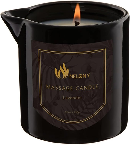 MELONY Massage Oil Candle for Pure Relaxation- 8.1 oz- Moisturizing Essential Oil Body Massage Candle for Home Spa- Amazing Gift for Women & Men (Lavender) - Bloomnest