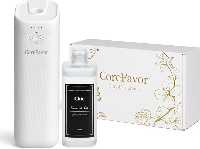 Waterless Essential Oil Diffuser, 4.06fl oz(120ml) Portable Battery Operated Cold Air Aroma Scent Machine, 4 Intensity Levels, Quiet Diffuser for Bedroom Office Bathroom Car (Chic) - Bloomnest