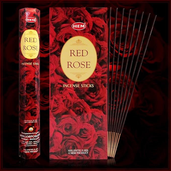 TRUMIRI Red Rose Incense Stick Bundle: 120 Count (6 Packets of 20 Sticks Each) with Trumiri Incense Holder TRUMIRI