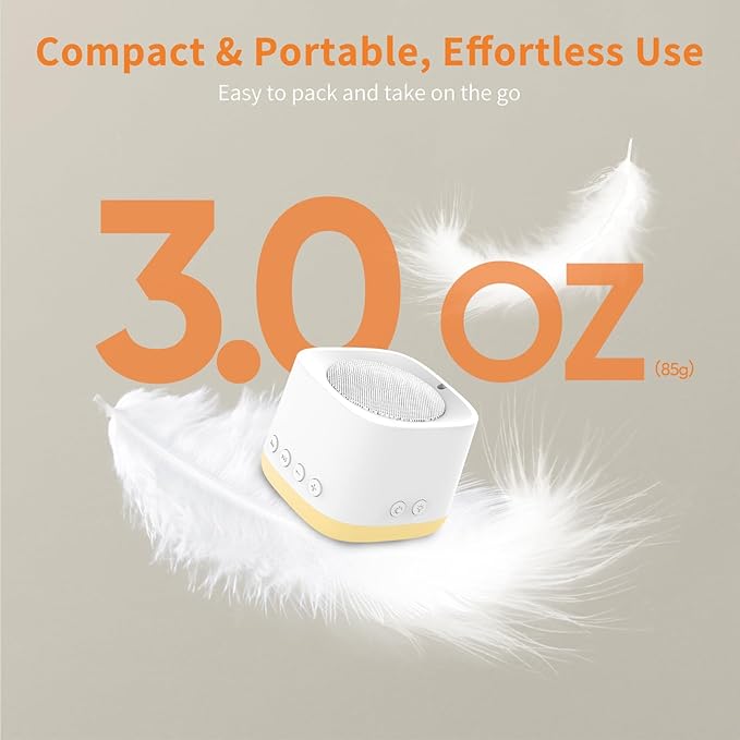 Portable Sound Machine for Sleep, Mini Travel White Noise Sound Machine with Amber Night Light, Long-Lasting Power, 16 Soothing Sounds, Memory, Timer for Adults Baby Office Privacy, Hotel - Bloomnest