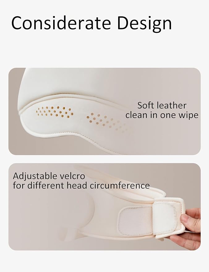 Head Massager, Scalp and Eye Massager with Heat, Head Massager Scalp Stress Relax, Migraine Caps for Women, Excedrin Tension Headache Massager for Forehead and Temple (Beige) CYTJ