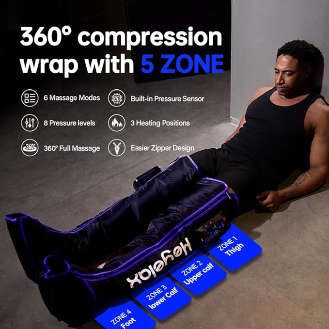 Air Compression Leg Massager for Circulation and Pain Relief FSA, Recovery Boots Sleeve for Fast Therapy, Cordless Leg Massager with Heat as Ideal Gifts for Men Women (Large,2-Pack) - Bloomnest