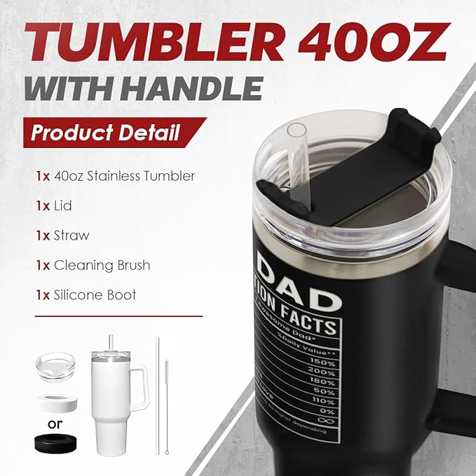 SANDJEST Dad Gift from Daughter, Awesome Like My Daughter 40oz Stainless Steel Insulated Coffee Tumbler With Lid & Straw, Travel Mug Cup Gift for Dad, Christmas Birthday Father's Day - Bloomnest