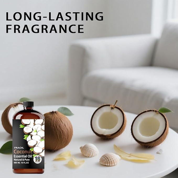 Coconut Essential Oil, Coconut Oil 16 Fl Oz 480 ML for Diffuser Humidifier Yoga Cleaning DIY Candle Soap Making Perfume Gift for Women Essential Oils - Bloomnest
