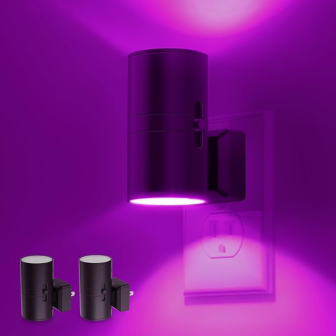 L LOHAS LED [2 Pack] Halloween Purple Night Light, Light Plug in with Sensor, Adjustable Brightness, Dimmable Lights Decorative for Christmas, Holiday, Home Decor, Party Bathroom - Bloomnest