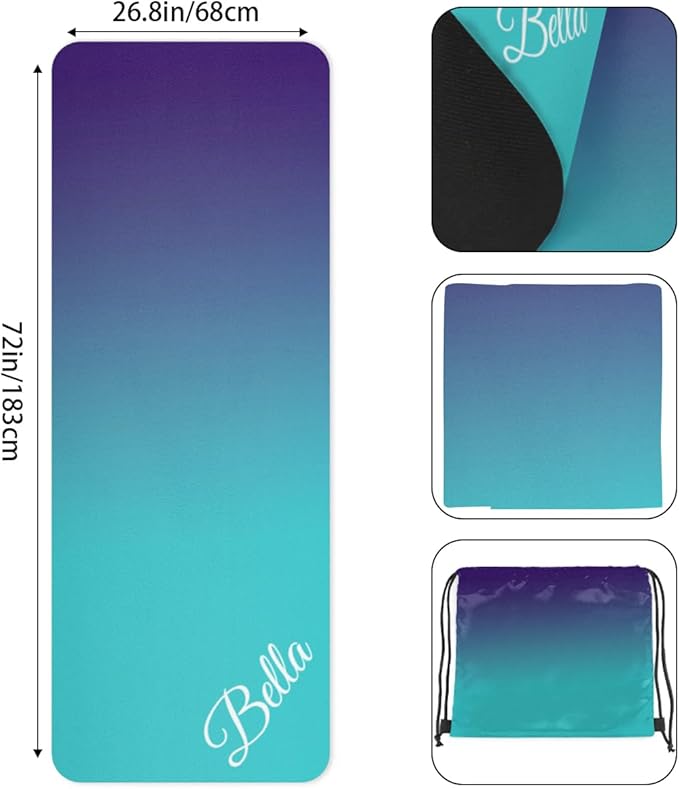 Custom Name Yoga Mat,Personalized Travel Yoga Exercise Mat,Non Slip,Perfect for Kids & Adults,Gradient Color E Series - Bloomnest