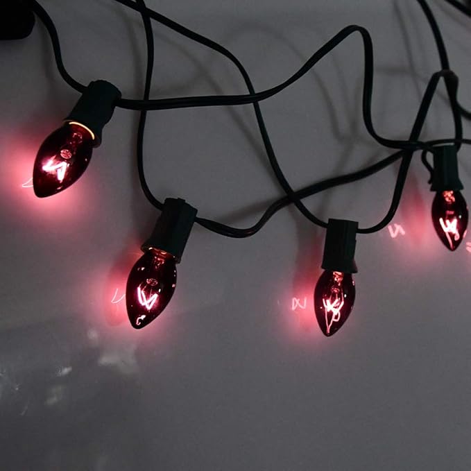 GOOTHY 25 Pack C7 Halloween Replacement Light Bulbs, Transparent Black Light Purple Bulbs for Halloween Outdoor Patio String Lights, C7/E12 Candelabra Base, 5 Watt Night Light Bulbs, Dark Purple - Bloomnest
