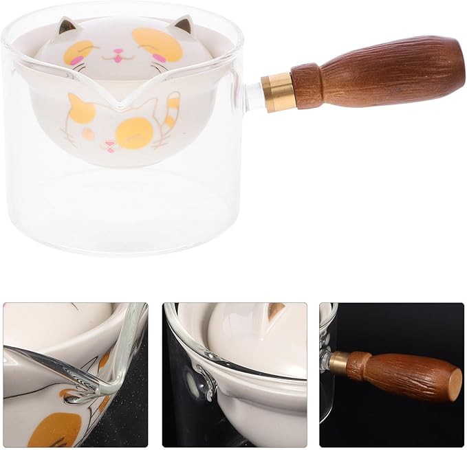 Ceramic Teapot Rotating Side Handle for Smooth Pouring Small Capacity Household Tea Pot for Brewing Loose Leaf Tea Easy to