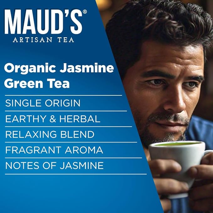 Maud's Organic Jasmine Green Tea Pods, 24 ct, Recyclable Single Serve Tea Pods – 100% Gourmet Blended Tea Leaves, Compatible with Keurig K Cups Maker - Bloomnest