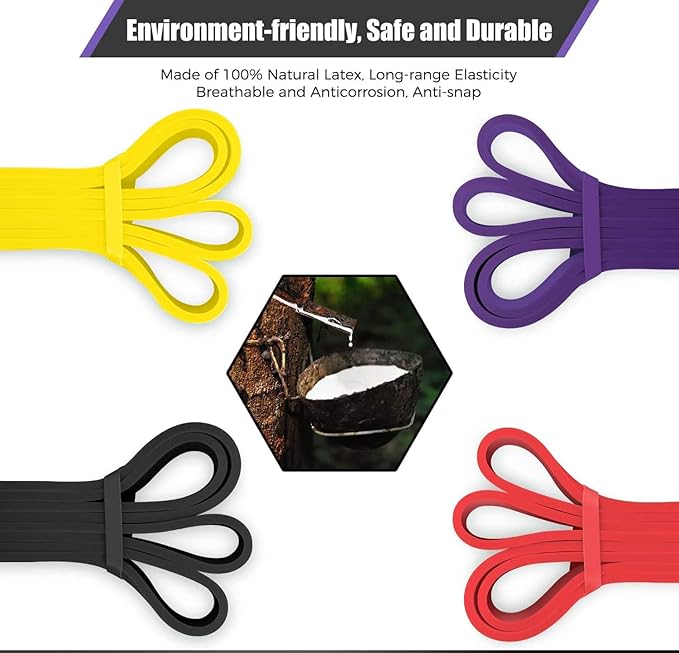 VEICK Resistance Bands for Working Out, Exercise Bands, Workout Bands, Pull Up Assistance Bands, Long Heavy Stretch Bands Set for Men and Women, Power Weight Gym at Home Fitness Equipment - Bloomnest