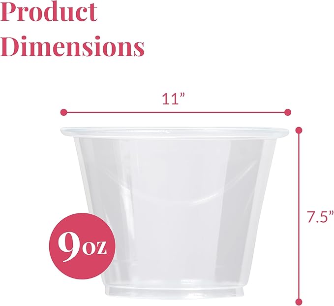 Prestee 500 Clear Plastic Cups - 9 oz Cocktail Cups for Parties and Events, Plastic Cocktail Glasses, Disposable Drinkware - Durable Drinkware, Bulk 500 Party Supplies - Bloomnest