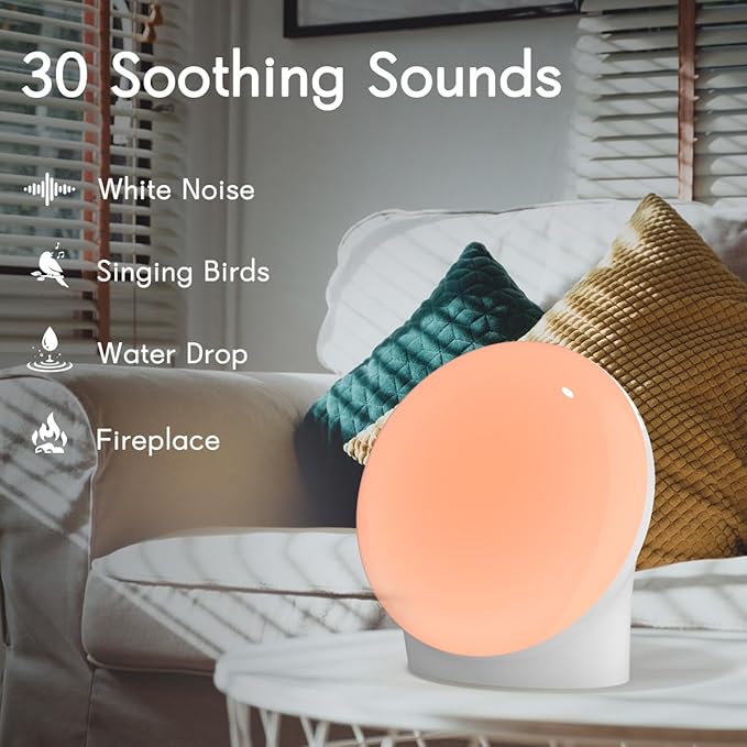 Brown Noise Sound Machine with 30 Soothing Sounds Sleep Machine 12 Colors Night Light White Noise Machine 36 Volume Levels 4 Timers and Memory Function 10 Adjustable Brightness for Baby Adults Kids - Bloomnest
