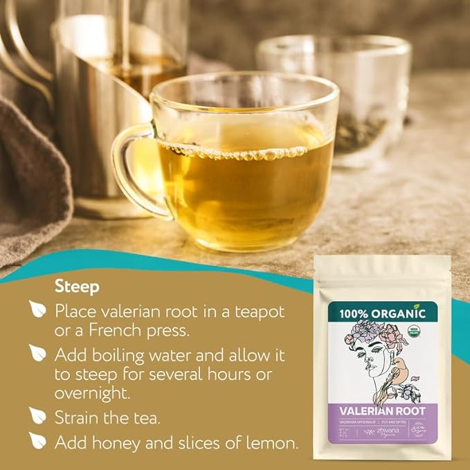 Organic Valerian Root Tea (4oz.) - Te De Valeriana Organica Para Dormir y Ansiedad - Valerian Tea - Valarian Roots Herb to Support Sleep, Healthy Stress Response, Relax Muscles - Bloomnest