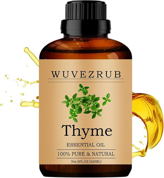 Thyme Essential Oil 240ML, 100% Pure and Natural for Aromatherapy Diffuser - 8 Fl Oz WUVEZRUB
