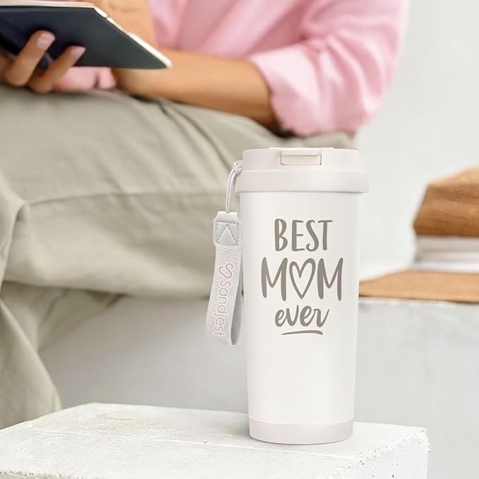 Best Mom Ever Tumbler - Stainless Steel 2-in-1 Lid Coffee Tumbler 18 oz, Mom Insulated Travel Mug Gift for Women Mother, Birthday Christmas Mother's Day - Bloomnest